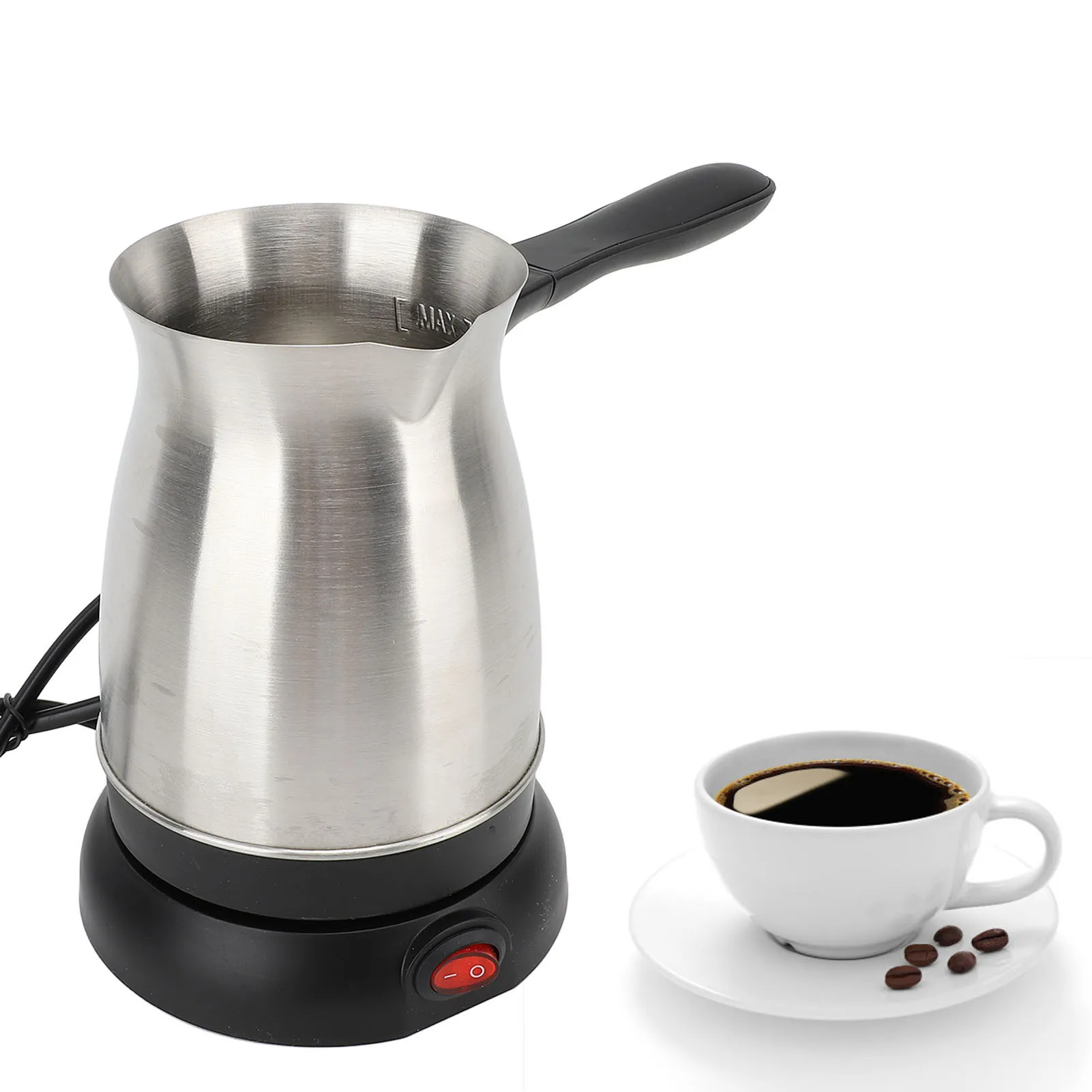 Electric Coffee Pot Ergonomic Handle 600ML 600W Stainless Steel Turkish Coffee Tea Maker Kettle for Home 110V US