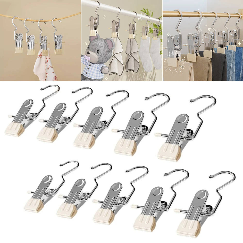 10/30/50Pcs Space-Saving Clothespin Anti-Slip Garment Clips Hanger Stainless Steel Multifunctional for Indoor Outdoor Drying