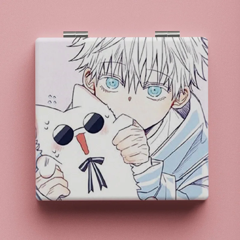 Anime Jujutsu Kaisen Gojou Satoru Inumaki Toge Student Cartoon Folding Mirror Cosplay Portable Makeup Mirror Girls Birthday Gift