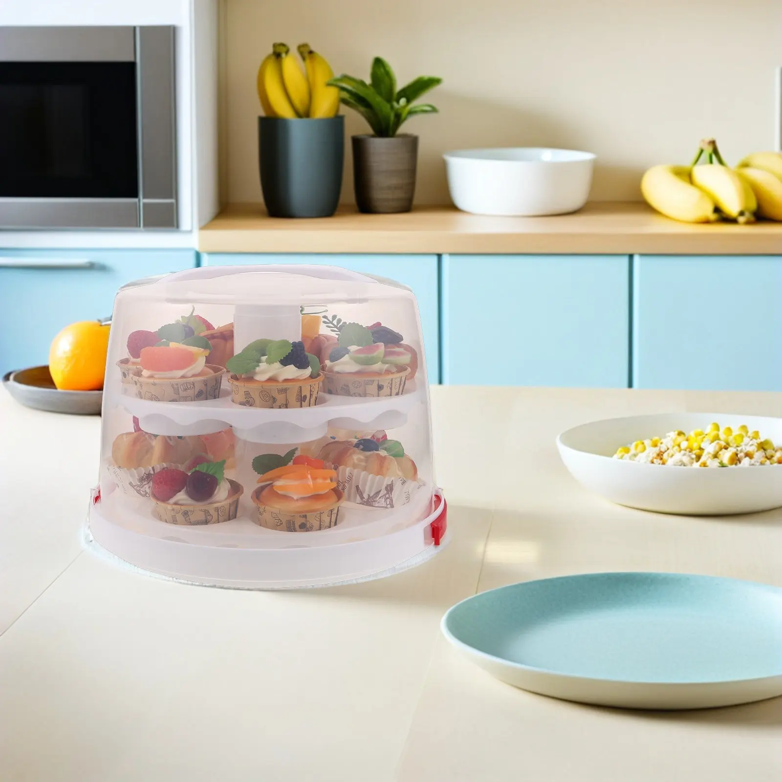 

8 Inch Reusable Cake Storage Container Clear Lid Portable Cake Holder for Birthday Cupcake Stand Travel Dessert Display Tray