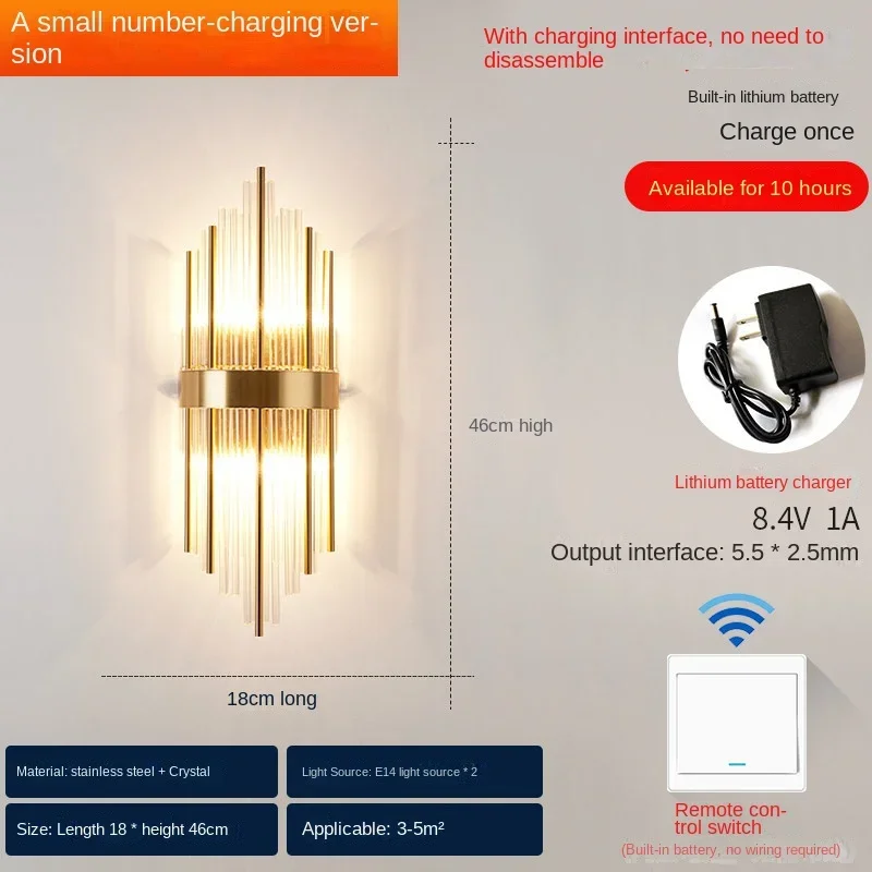 fio moderno bateria livre de cristal lampada parede sala estar recarregavel arandela luz americano quarto luxo lampada cabeceira e14 01