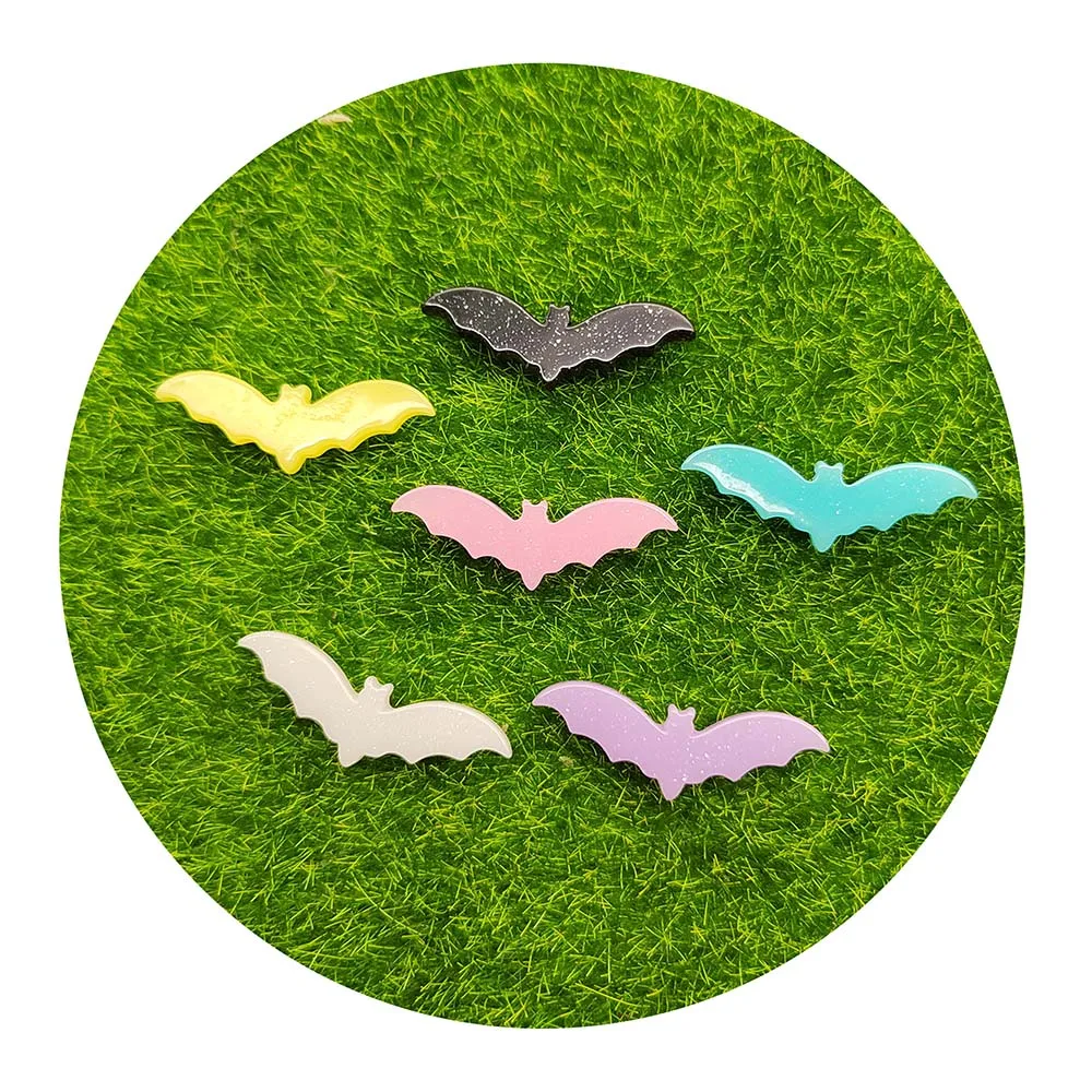 Cartoon Resin Flatback Glitter Bat Ghost Halloween Figurines Slime Charms Cabochon Scrapbooking Fit Phone Embellishments