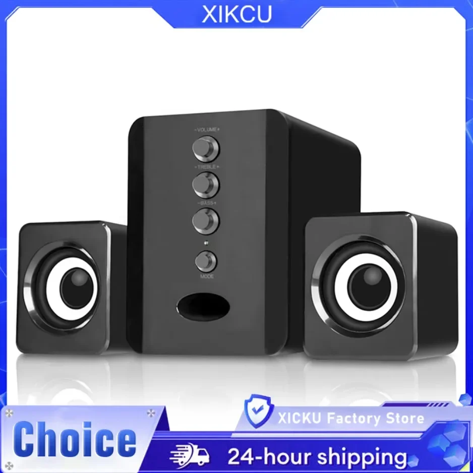 2.1 HiFi Multimedia Speaker System with Subwoofer Heavy Bass for PC Laptop Phone Volume Control Wired Desktop Computer Speakers
