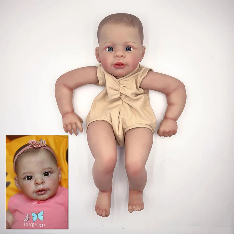 22Inch Reborn Doll Kit Jaylan Unfinished Lifelike 3D Skin Painted Doll Kit Doll Parts with Eyes