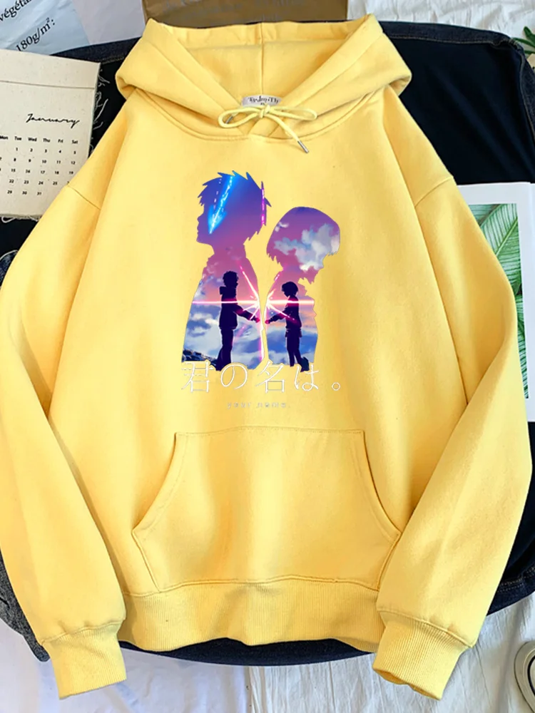 Hoodie Womens Hot Japanese Anime Movies Your Name Print Clothes Woman Oversize O-Neck Loose Sweatshirt Cute Hoodied Sweatshirts