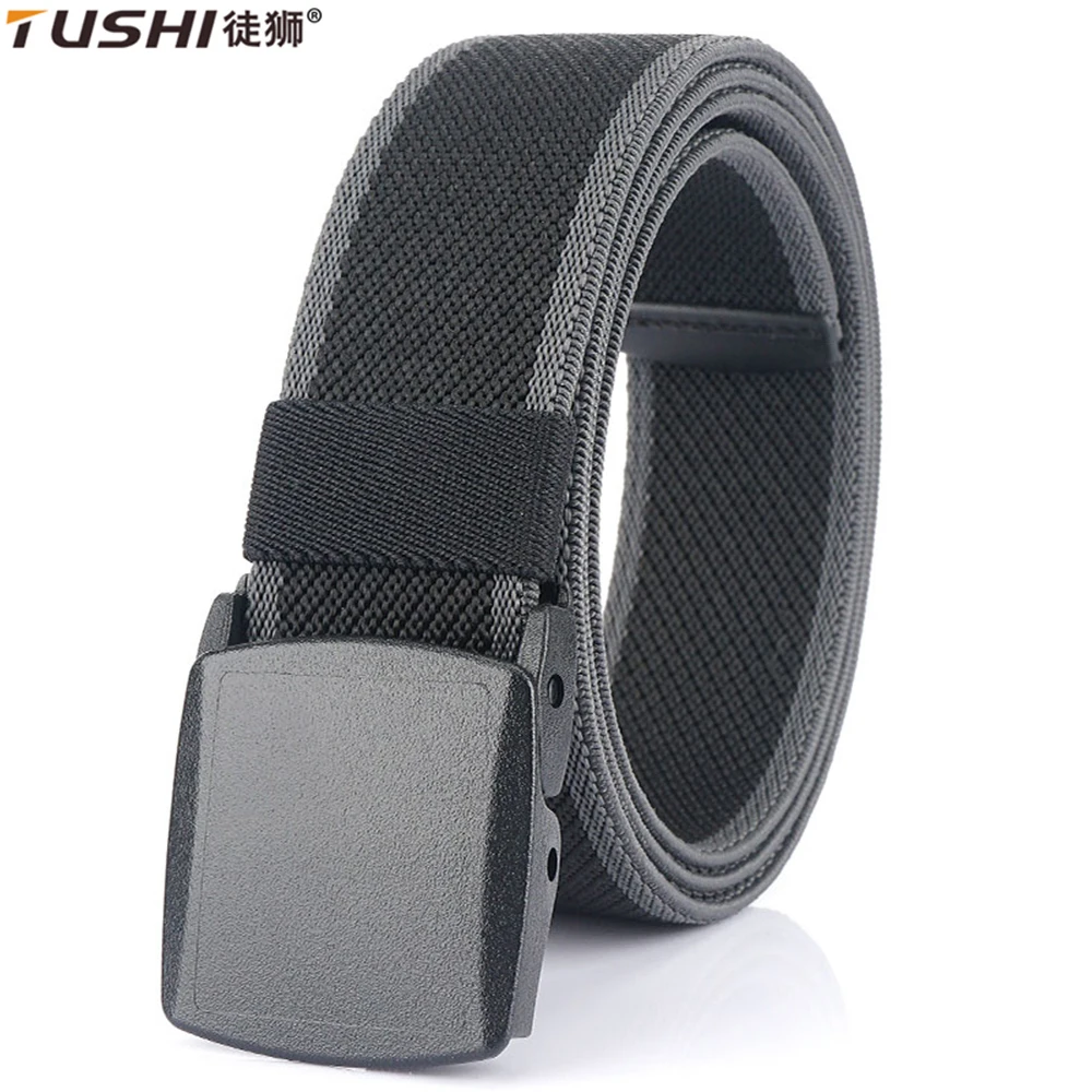 TUSHI New Metal Free Men's Elastic Belt Strong Engineering Plastic Quick Release Nylon Buckle Unisex Stretch Belt Outdoor Girdle