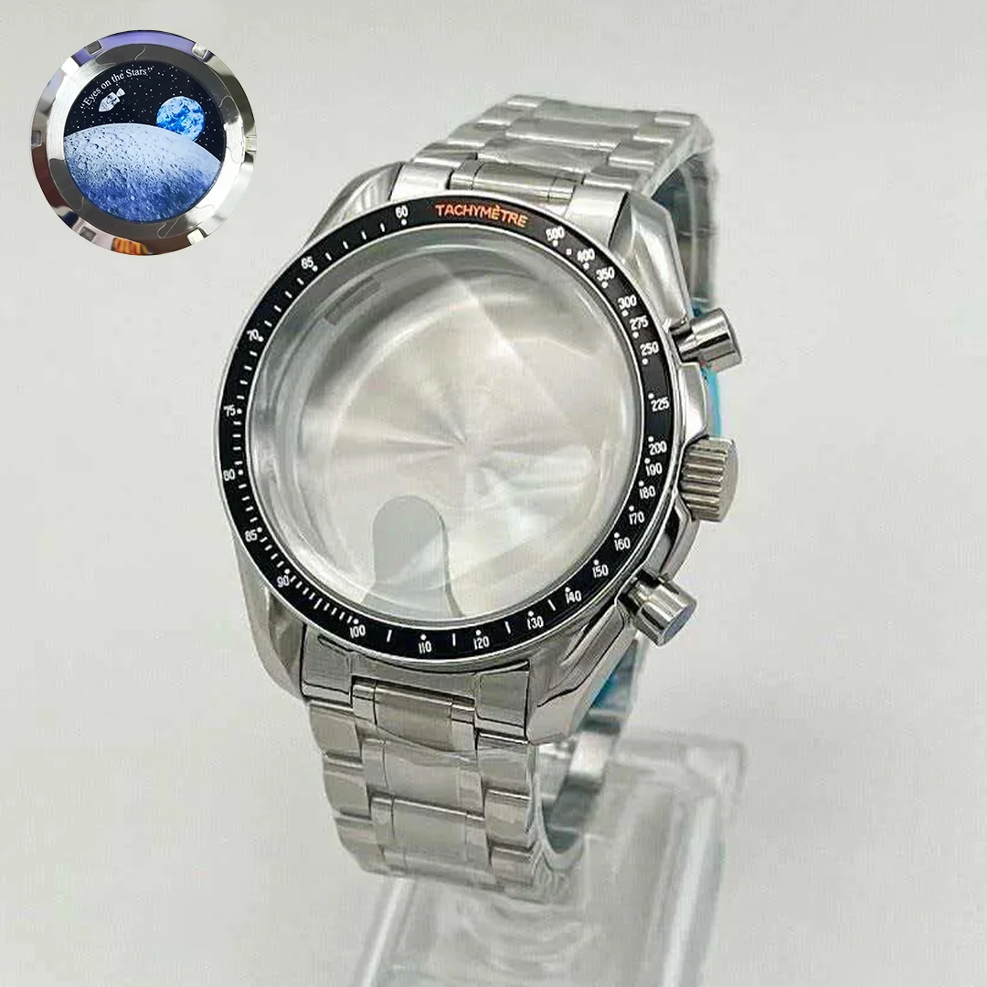 39.7mm VK63 Case moon metal watch Men's watches metal case Fit VK63 movement watch accessories VK63  moonswatch metal case