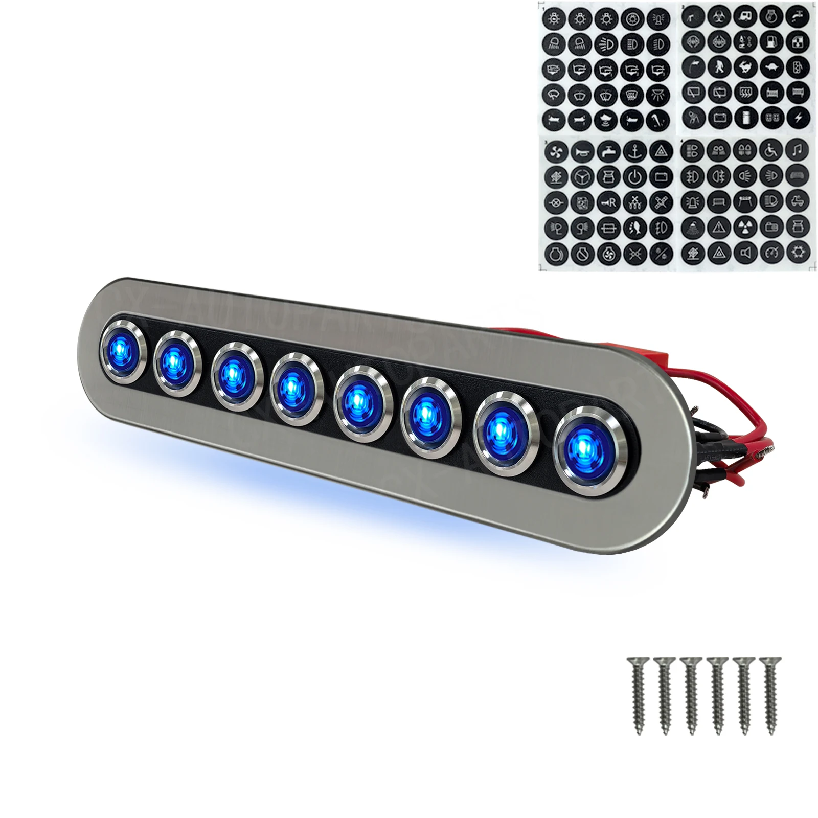 

8-позиционная панель кнопочного переключателя 12 В, панель из нержавеющей стали с предохранителем 15 А ATO ATC, водонепроницаемая панель для авто, грузовика, лодки, автомобиля, яхты, автофургона