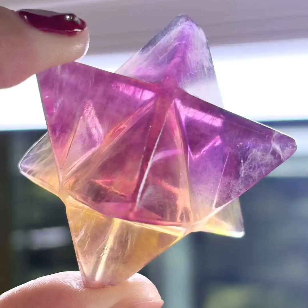 5cm Natural Fluorite Crystal Merkaba Pendulum Crystal Stones Merkaba Stars Energy Minerals Jewelry Healing Decoration