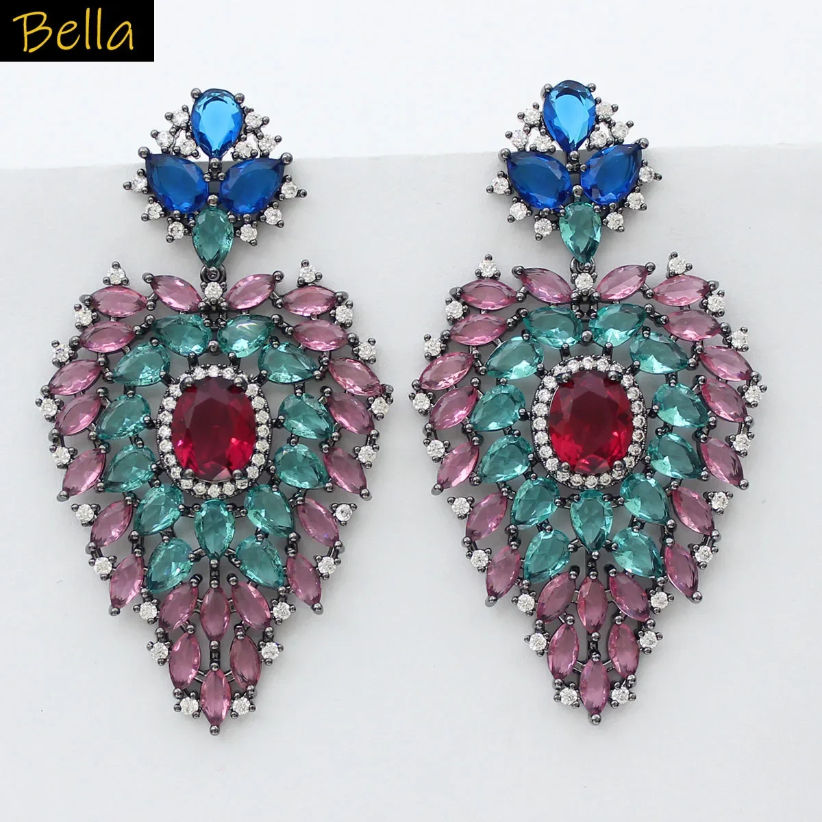 

Large Earrings Flower Plant Heart Shape Dangle Earrings Women Wedding Evening Party Jewelry Gift