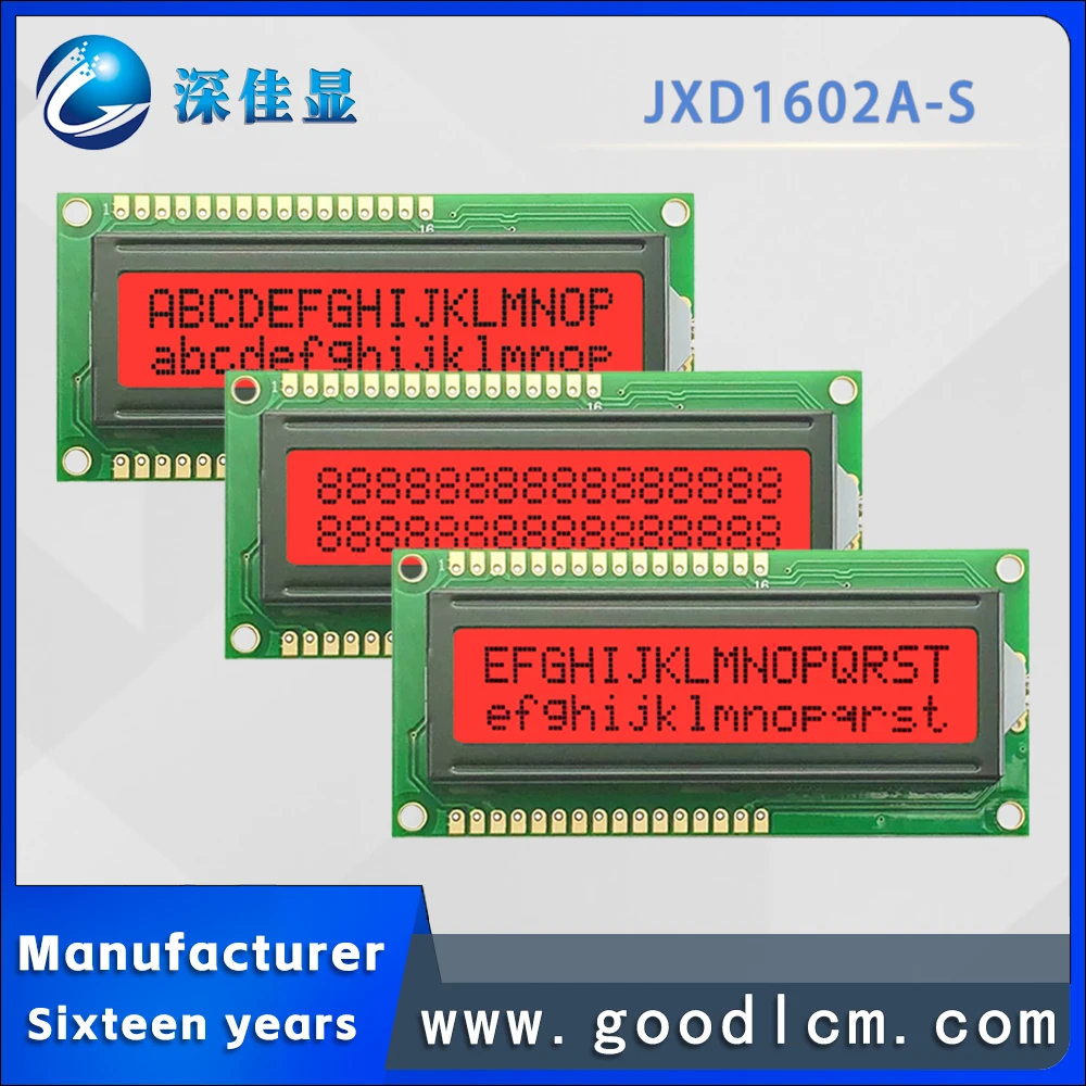 Imagem -06 - Módulo de Exibição de Temperatura Larga Positiva Vermelha Tamanho Pequeno Lcd 1602 Personagem Display Screen Jxd1602a-s Fstn Preço Barato