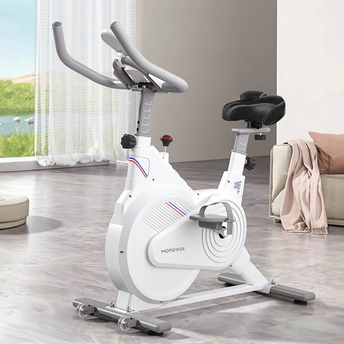 Bicicleta ergométrica mecânica Python Fly branca, bicicleta de ciclismo interna, equipamento de ginástica doméstica.