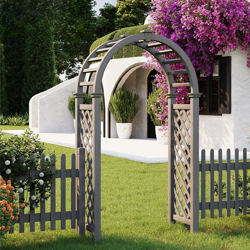 

Antiseptic wood arch garden decorative flower stand door, high-value European-style small courtyard door