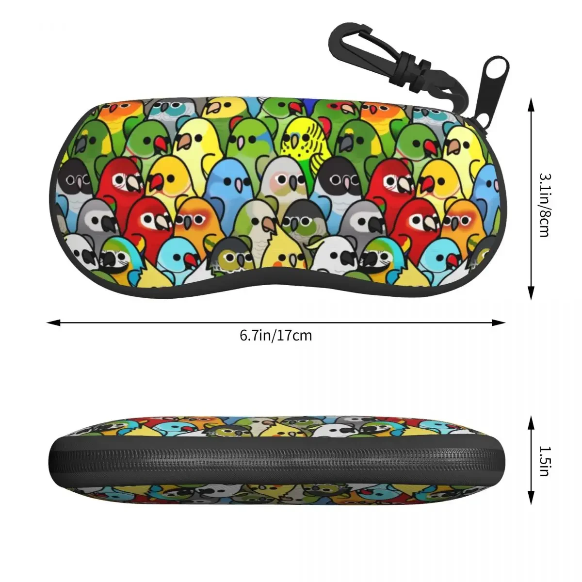 Funny Parrot Birds Squad Art Shell Eyeglasses Protector Cases Cool Sunglass Case Cockatiel Bird Glasses Pouch