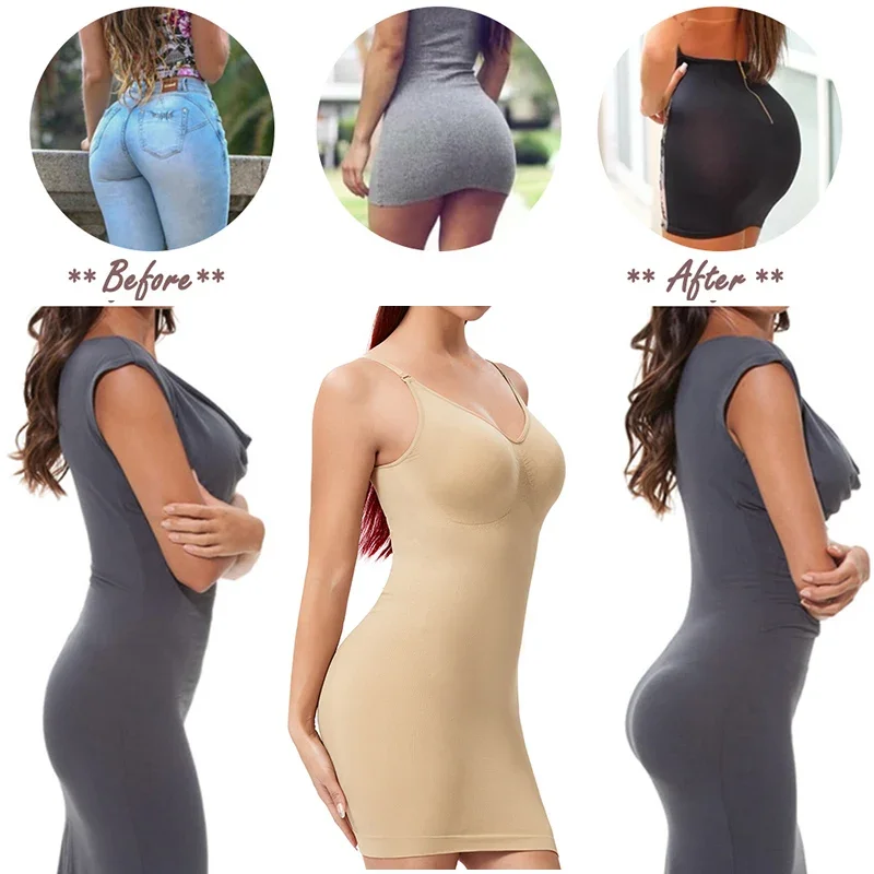 MISSMOLY Women Full Body Shapewear Camisole Slips V Neck Slimming Shaper Waist Trainer Corset Tummy Control Slip Under Dresses