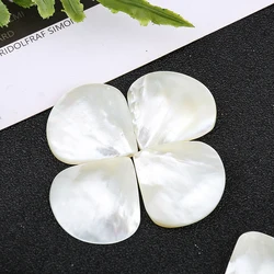 4PCS Natural White Mother of Pearl Shell Beads Fan Shape Loose Spacer Seashell Beads Charms for Jewelry Making Bracelet Necklace