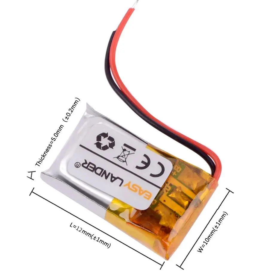 301012 401012 501012 601012 3.7V 50mah Lithium Polymer Rechargeable Battery