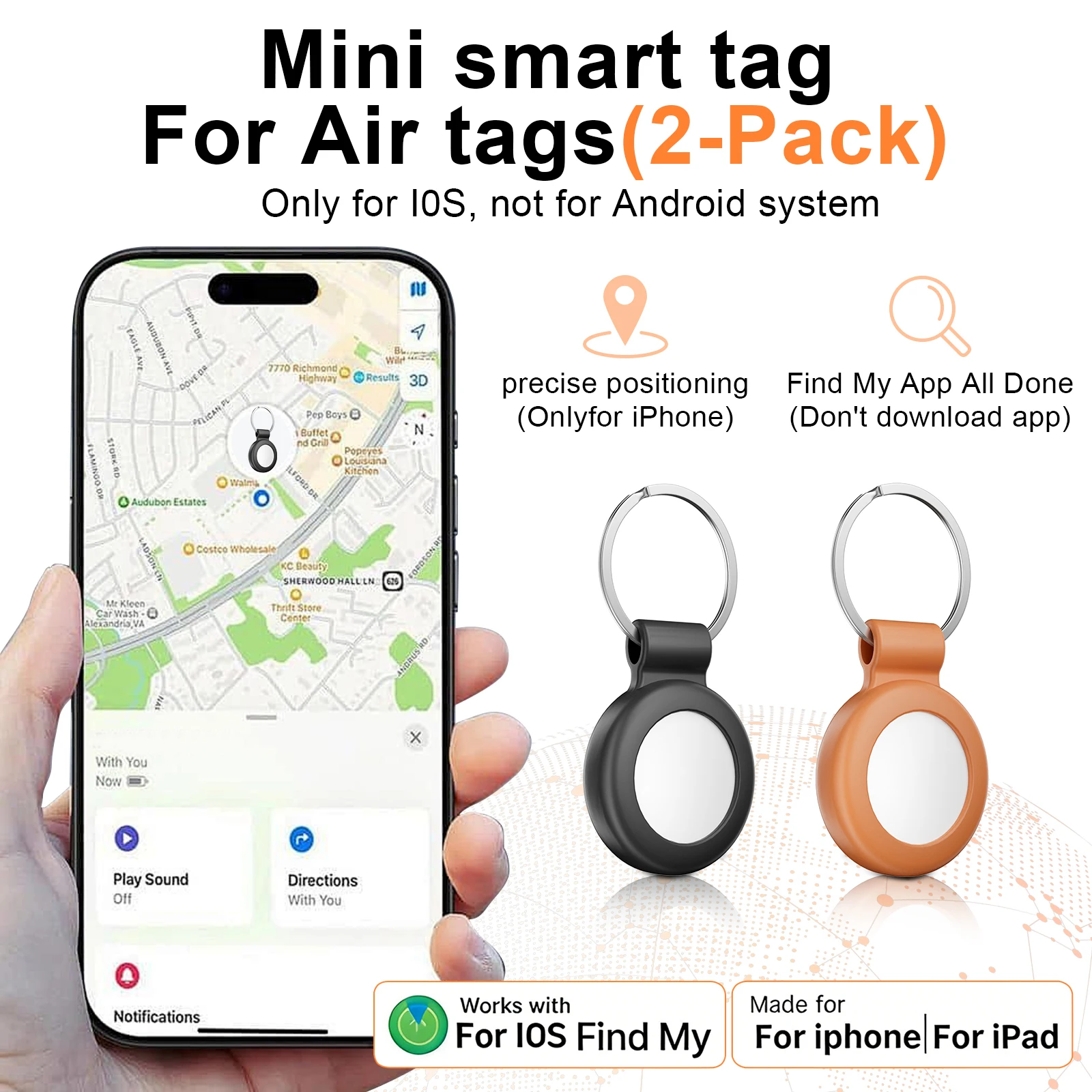 

2-Piece AirTag Bluetooth GPS Tracker - Track your valuables, luggage, or pets with this mini anti-loss finder tag for iPhone.