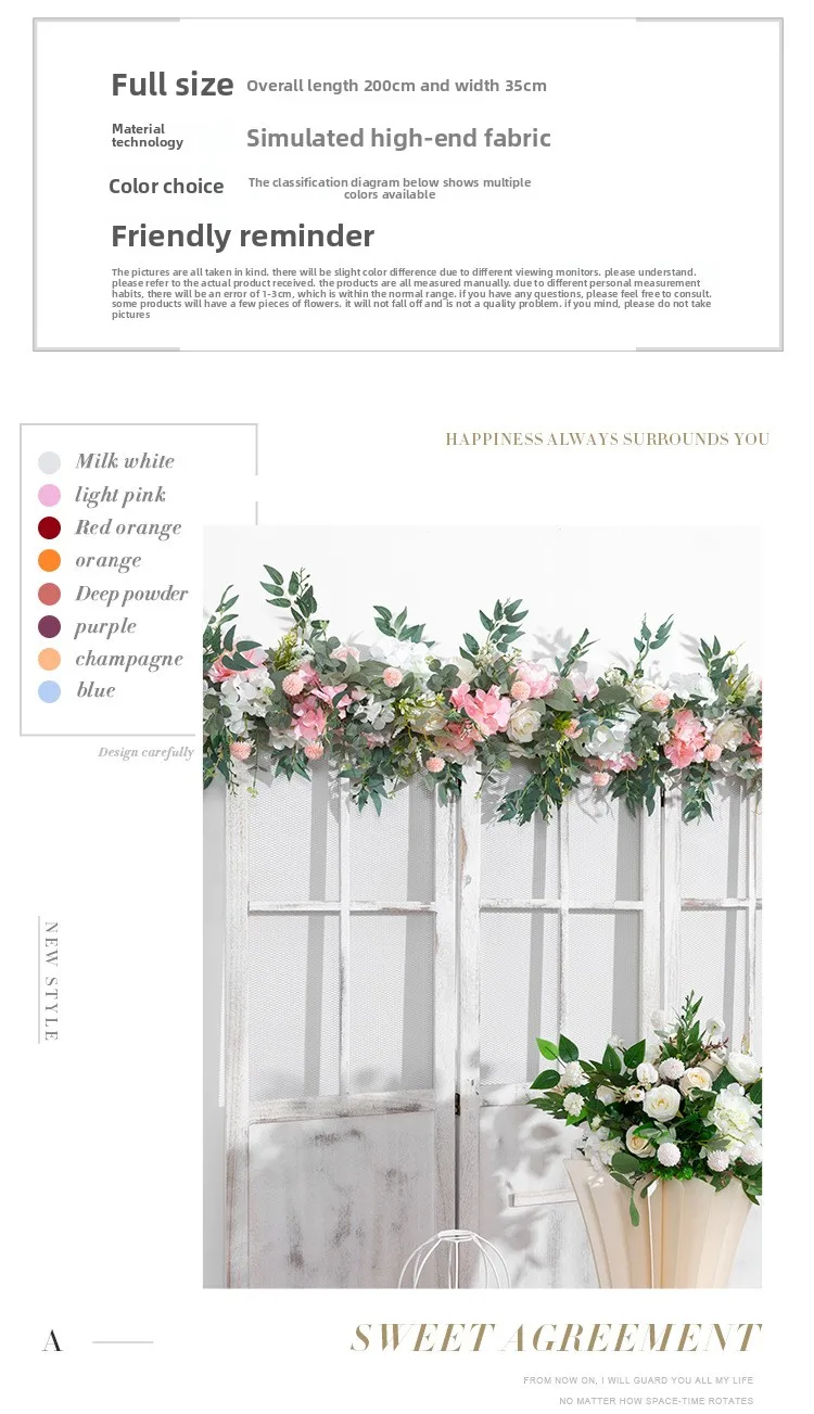 Blaue Künstliche Hortensien-Rosen-Blumenreihe Hochzeits-Hintergrund Bogen Fensterdekoration Künstliche Blumenarrangements für Event-Dekoration – Detail 4