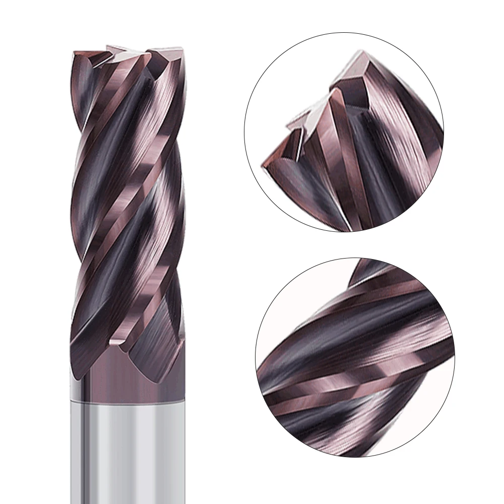 HRC58 Solid Carbide End Mill 4 Flutes Milling Cutter CNC Router Bit Metal Cutting Tools For Steel Machining