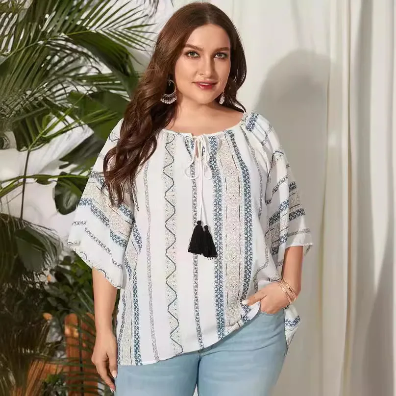 Plus Size Women Tops 2024 New Fashion Casual Oversized And Enlarged Cotton And Linen Fat Sister Loose And Slimming Top