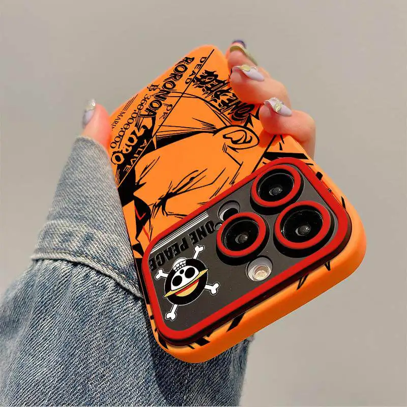 Cartoon One Piece Luffy zoro Mobile Phone Case for IPhone 13 14 15 16 17 Pro Max Plus Shockproof Protective Cover for Boys Gift
