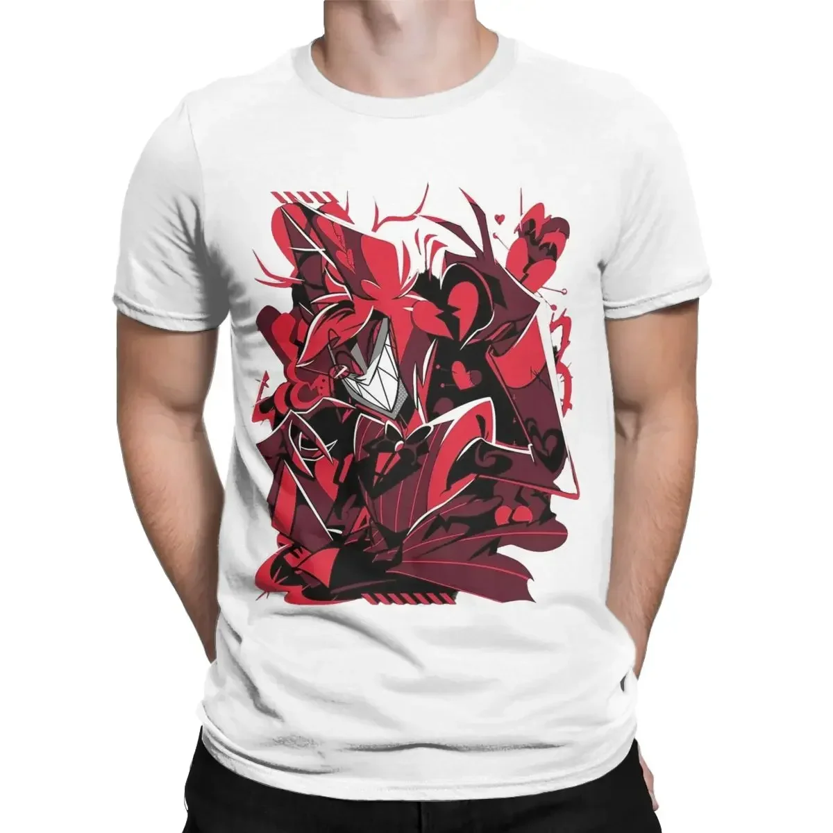 

Футболка с круглым вырезом, одежда с коротким рукавом, подарок на день рождения, гостиницы, аластор, Мужская футболка из чистого хлопка, потрясающая футболка