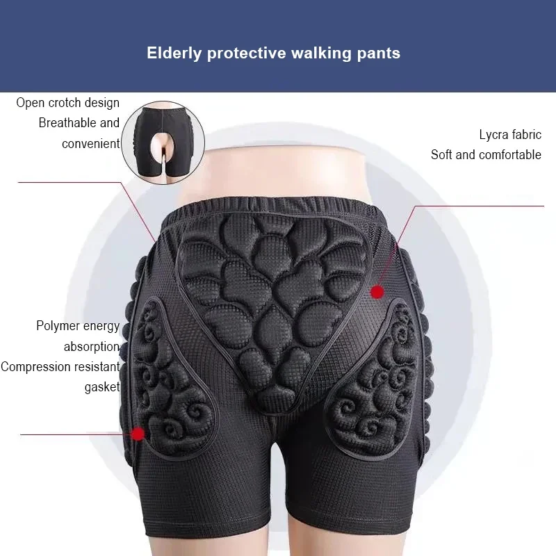 Cushioned Compression Resistant Pads Elderly Walking Pants Comfortable Anti Fall Walking Waist Hip Protection, Open Crotch Short