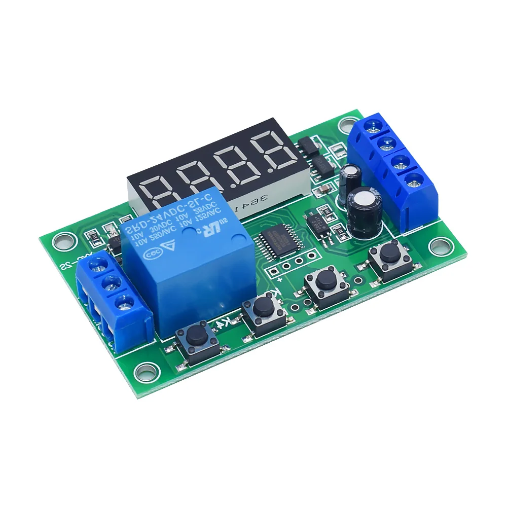 YYC-2S จอแสดงผล LED ปรับโปรแกรมหน่วงเวลาโมดูลรีเลย์ 5V12V24V เวลาคงที่ decoupling PULSE CYCLE Power off Trigger