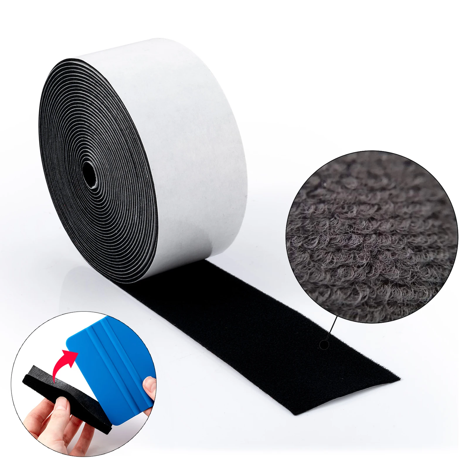 

EHDIS 500CM Carbon Fiber Fabric Felt Cloth Tape For Card Scraper Window Tints Film Plastic Squeegee Vinyl Car Wrap Cleaning Tool