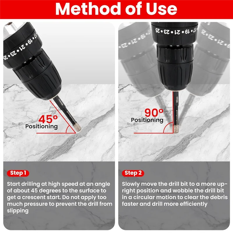 

A38Q-10-Pack Diamond Drill Bits Set, 1/4 5/16 3/8 1/2 Inch Diamond Hole Saw - 1/4 Hex Shank Core Drill Bits For