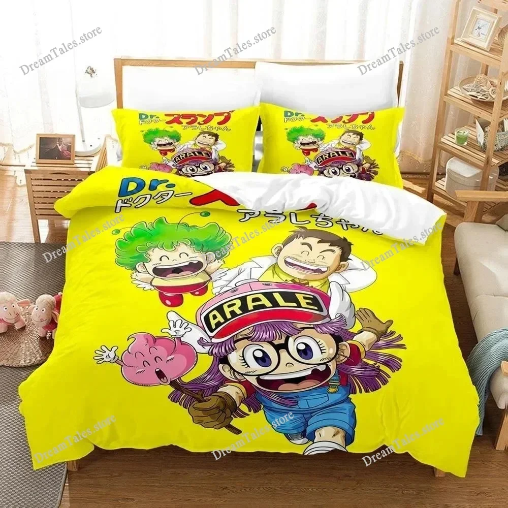 3D Cartoons Bed Sheet Set Kawaii Arale Bedding Set Single Twin Full Queen King Size Bed Set Adult Kid Bedroom Duvet Cover Sets