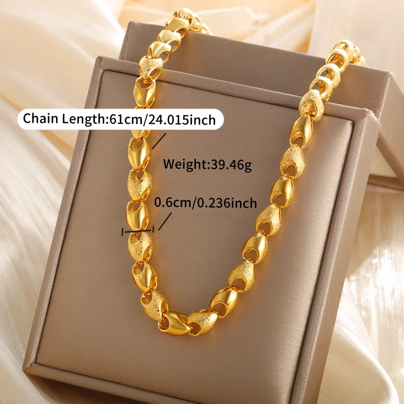 Neck Jewelry AU750 Boss Chain 9999 Real Gold Necklace Round Bead 18K chain Sleek Rock for men and women