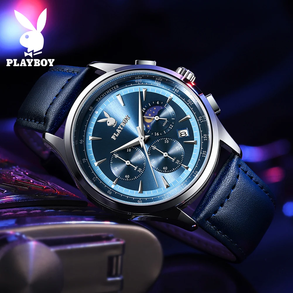

PLAYBOY 3118 Business Quartz Movement Men Watch Brand 30m Daily Waterproof Classic Sports Style Chronograph Date Window Watch