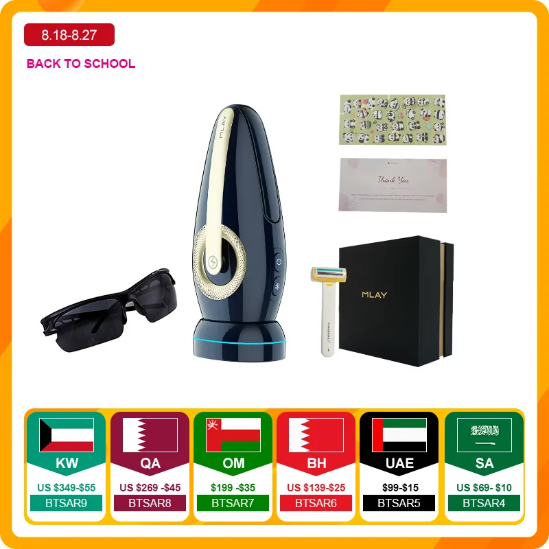 Mlay T17 Лазерный эпилятор для удаления волос IPL Портативный ICE Cold 500000   Мигает лицо, бикини, распознавание кожи для женщин и мужчин