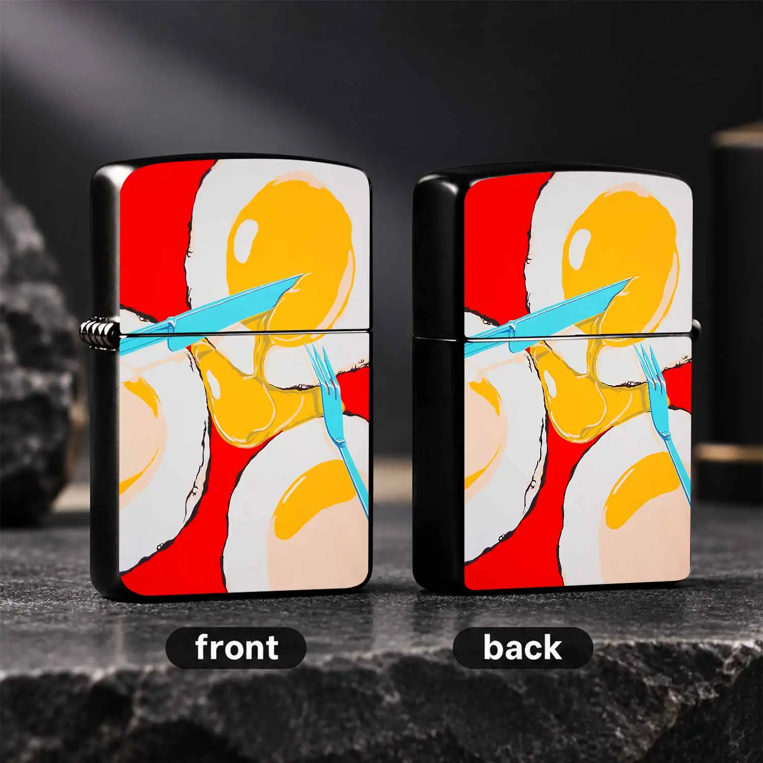 Creative Sunny Side Up Fried Egg Art Print Lighter, Vibrant Bold Color Block Design, Sleek Easy Grip, Perfect For Daily Carry, Casual Gatherings, Home Leisure Scenarios, Stylish Practical Portable Accessory For Daily Use Or Gifting To Frien