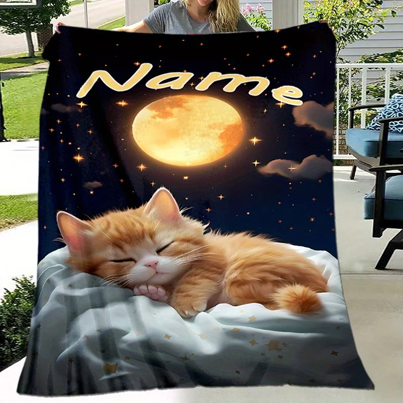 

Cat Moon Blanket Soft and warm, suitable for napping, camping, and traveling - Suitable for all seasons