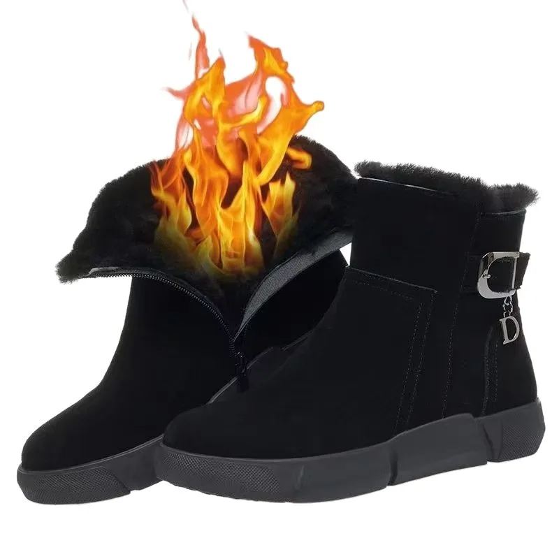 حذاء ثلج بنعل سميك جديد لزيادة الارتفاع للنساء مع عزل قطيفة وسميكة، مصنوع من قطن بوركون والفراء #5