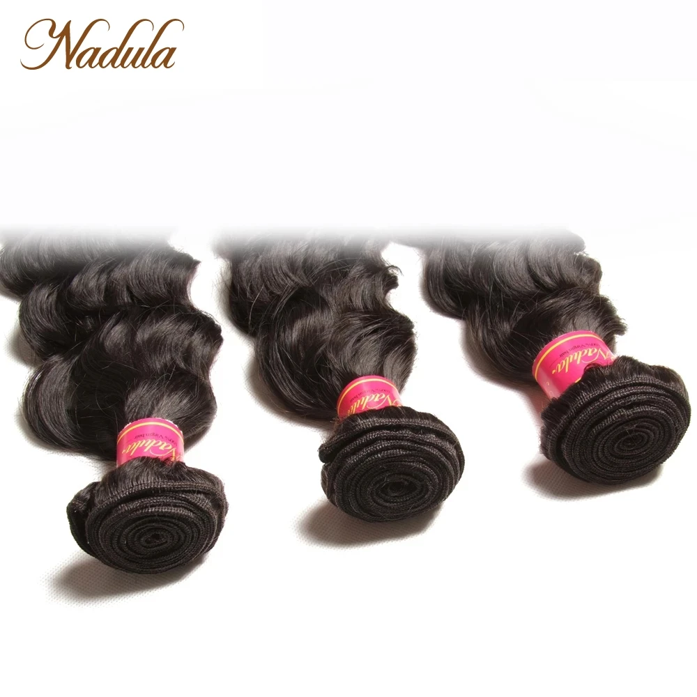 Nadula Hair 3/4 Pcs /Lot Brazilian Natural Wave Remy Human Hair Bundles 8-26inch Natural Color Can Be Bleached Hair Weave