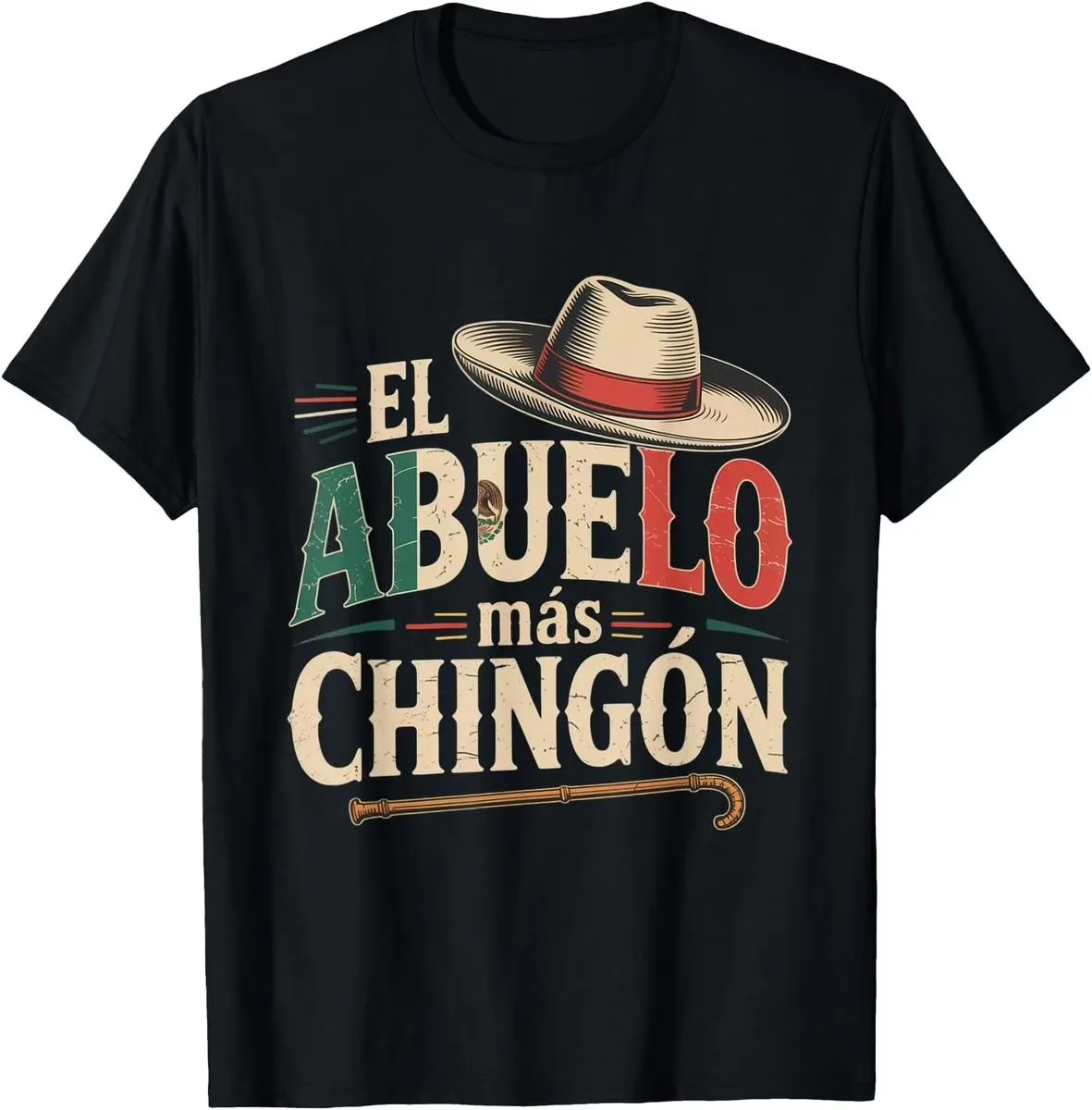 El Abuelo Mas Chingon Grandpa T Shirt Funny Mexican Father Graphic Tee Casual Cotton Crewneck