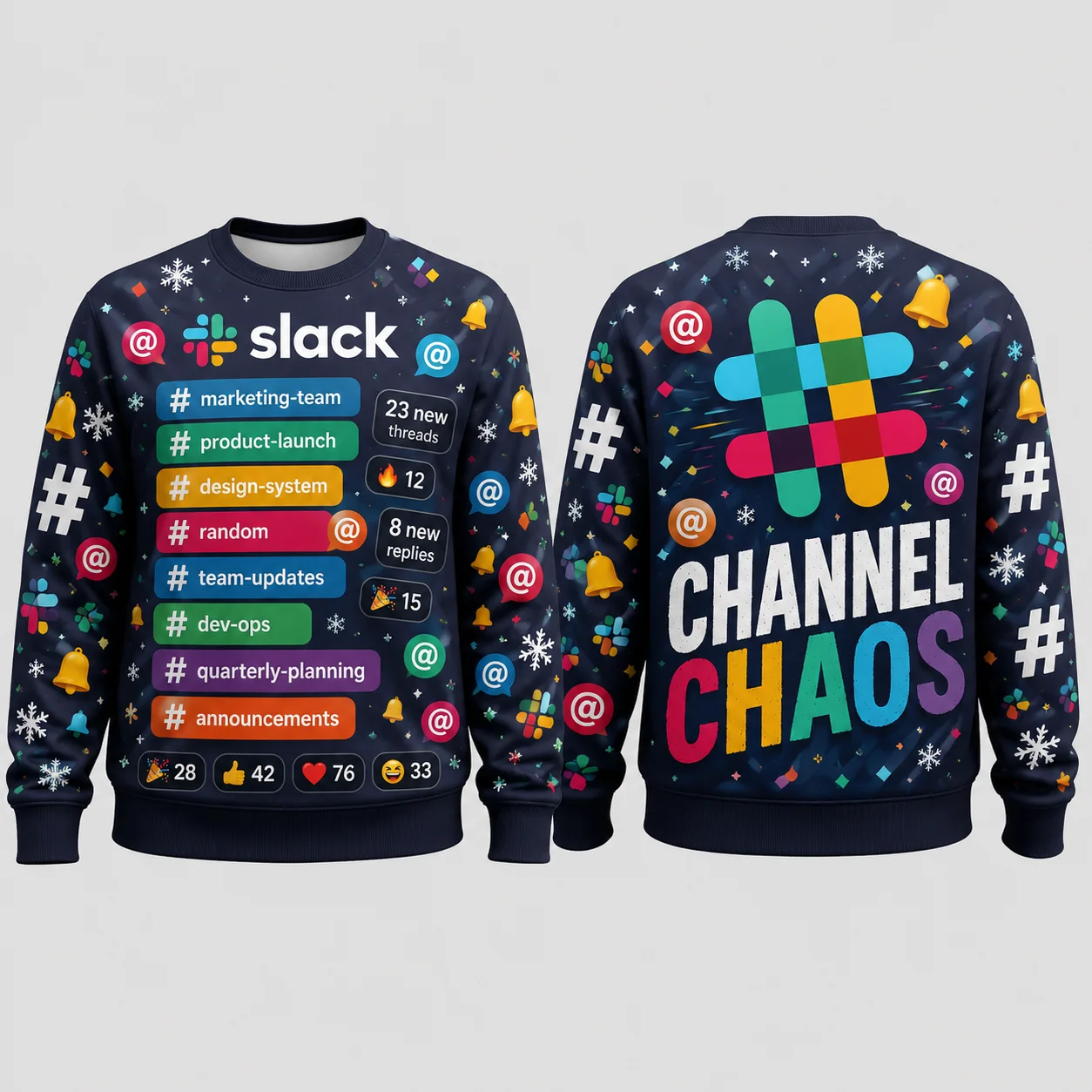Ugly Christmas Sweater Funny Slack Chat Theme Crewneck Sweatshirt 3D Printed Polyester Xmas Holiday Pullover Gift 2026