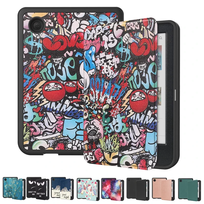 

For Kobo Clara Colour 6" Smart Case Fashion Paint PU Leather TPU Back Cover For Kobo Clara BW Colour Ebook Capa