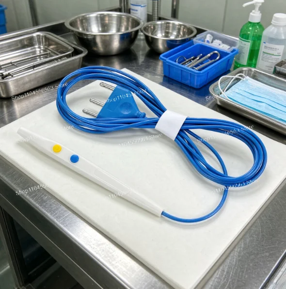 Electrosurgical Pencil Replacement Set, 3-Pin Handpiece & Cable for Surgery Electrode, Medical Accessory