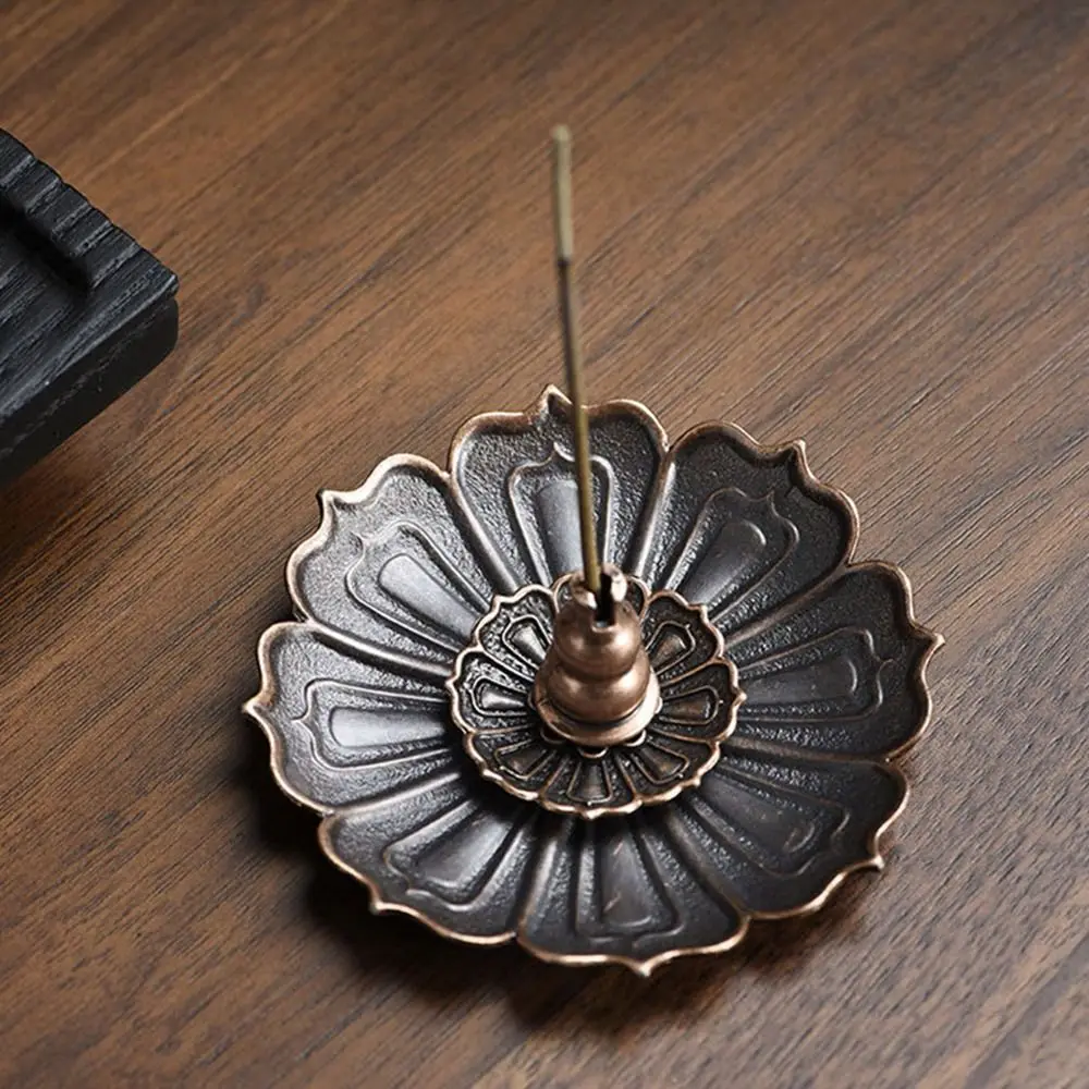 High Quality Alloy Incense Holder Multi-Hole Lotus Shape Incense Stick Holder Decorative Incense Tray Temples Home Office