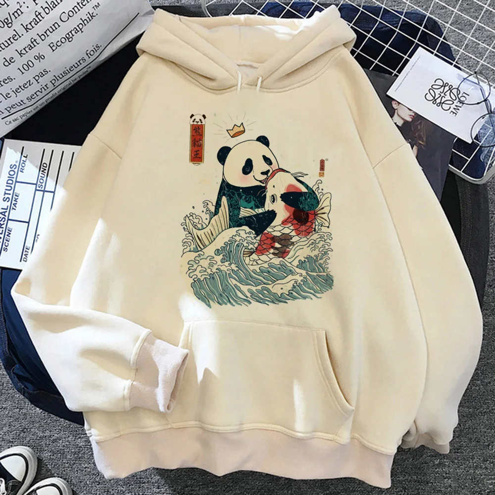 Panda hoodie patterned modern style athleisure comic female sweatshirts winter pattern designer comfortable