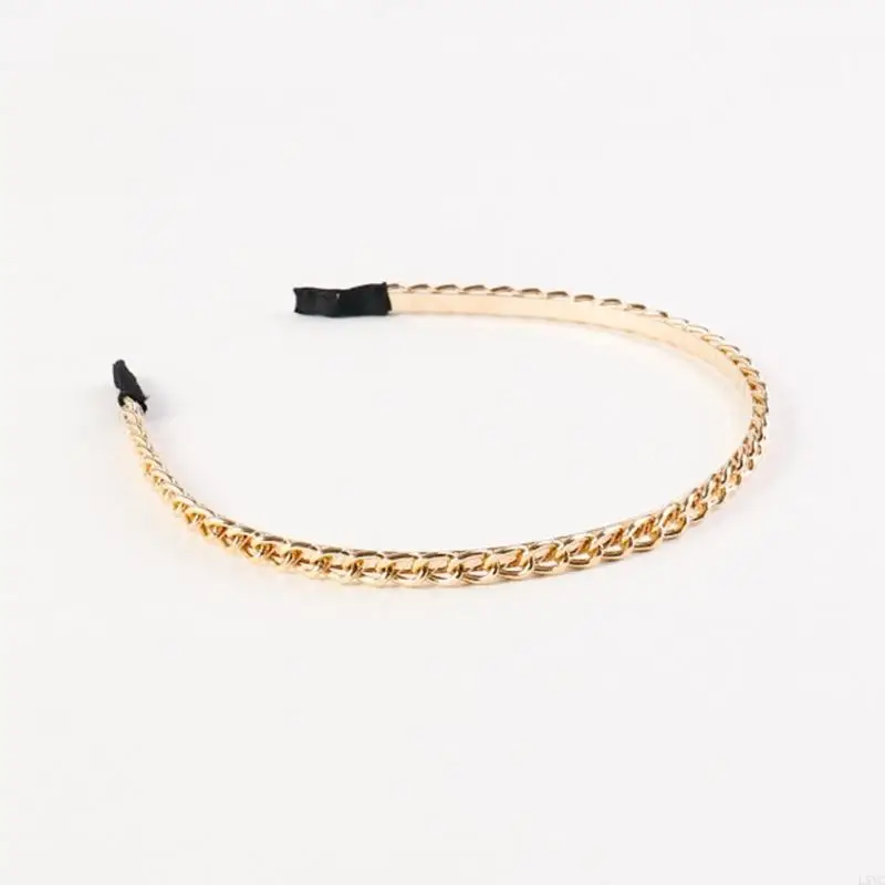 L5YC Metal Chain Headband Metal Headband Thin Headband Non Slip Gold Headband