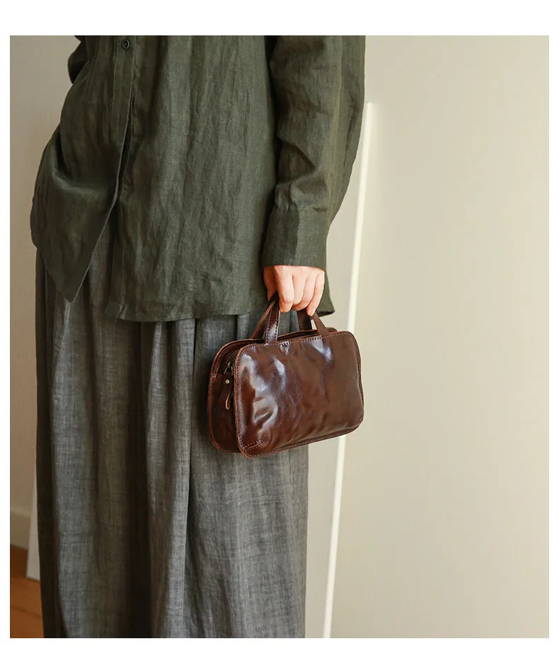 PNDME einfache, handgefertigte Vintage-Umhängetasche aus Rindsleder, kleine Damen-Schultertasche, lässige, luxuriöse Damen-Umhängetasche aus echtem Leder – Detail 11