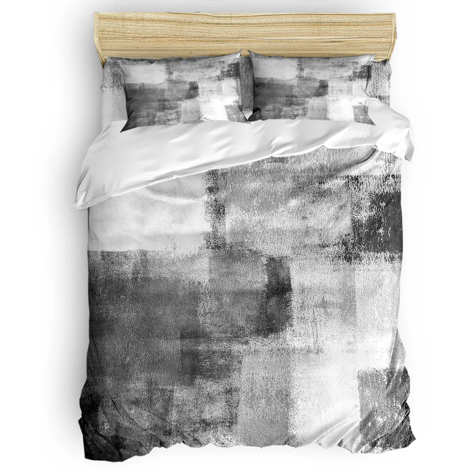 Oil Painting Abstract Black And White Grey Comfortable Household Goods Bedroom Bed Luxury Duvet Cover 2/3/4 Pieces