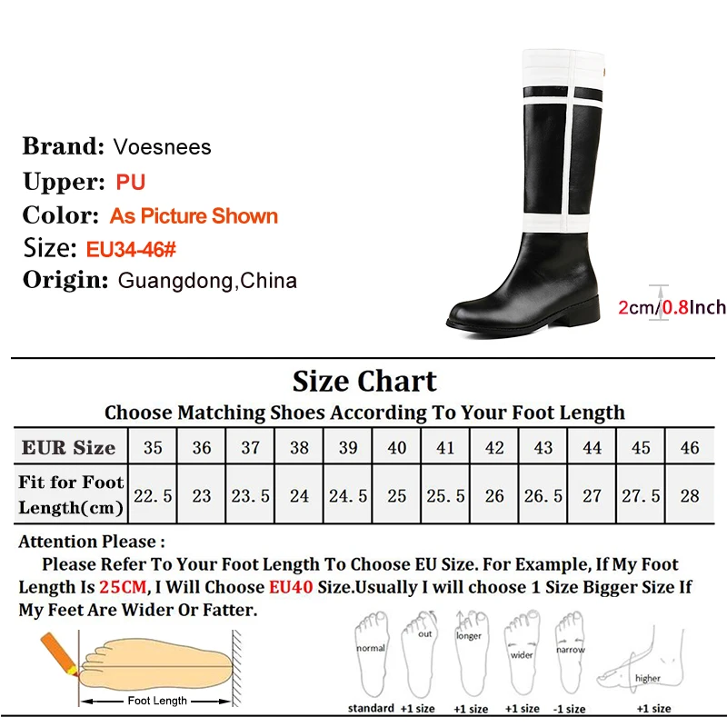 Gemengde Kleuren Grote Schoenen Vrouwen Rits Knie-Hoge Lange Laarzen 2Cm Chunk Hakken Mode Cross Dressing Uniform Schoenen Botas Maat 44 45 46