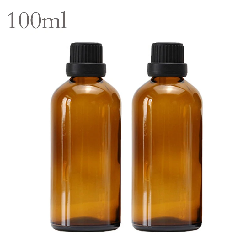 5/10PCS 100ML Ambra Marrone Goccia Bottiglia di Olio da Massaggio Pipetta di Vetro Aromaterapia Liquido per Bottiglie di Base Essenziale Riutilizzabili